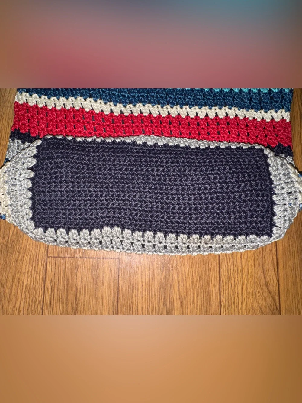 THE SAK Amberly Crochet Blue HOBO HANDBAG Red White Blue